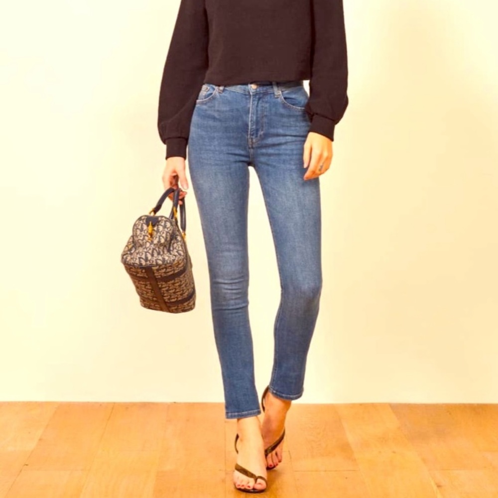 Reformation Medium Wash High Rise Skinny Jeans